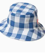Check/Stripe Sun Hat Blue / 7-10 Yrs