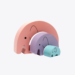Wood Elephant Toy | Pastel Colors