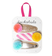 Candy Stripe Pom Pom Clips