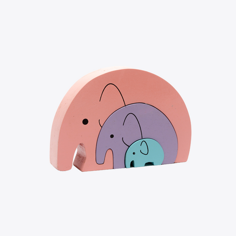 Wood Elephant Toy | Pastel Colors