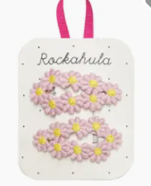 Crochet Flower Clips / Pink & Yellow