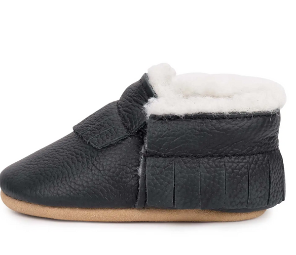BRB BLACK TAN SHERPA MOCCASIN
